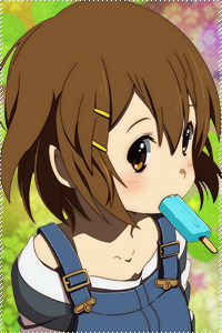 Аватар вконтакте Yui Hirasawa / Хирасава Юи-тян из аниме Кей-он / Лёгкая музыка / Клуб лёгкой музыки / K-ON с мороженым во рту