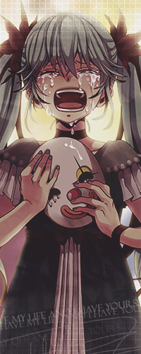 99px.ru аватар Вокалоид Мику Хатсуне / Vocaloid Miku Hatsune плачет, держа в руках маску из клипа Karakuri Pierrot / Безвольный клоун