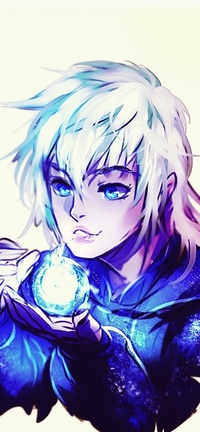 Аватар вконтакте Джек Фрост / Jack Frost из мультфильма Хранители снов / Rise of the Guardians держит в руке светящийся голубым цветом огонёк