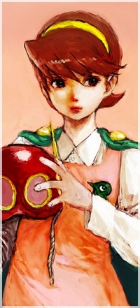 Аватар вконтакте Хошино Сумире / Hoshino Sumire из аниме Перман / Perman держит свою маску в руках