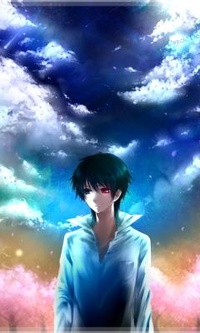 Аватар вконтакте Saitou Yakumo / Сайто Якумо из аниме Мистический детектив Якумо / Shinrei Tantei Yakumo / Psychic Detective Yakumo на фоне неба