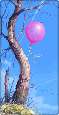 99px.ru аватар Розовый шарик, привязанный к голому одинокому дереву, работа Сергея Свистунова