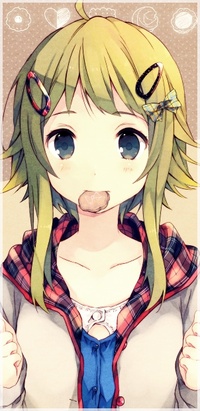 Аватар вконтакте Вокалоид Гуми Мегпоид / Vocaloid Gum Megpoid с печенькой во рту
