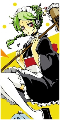 Аватар вконтакте Тама / Tama из аниме Гинтама / Gintama со шваброй в руках и в наушниках
