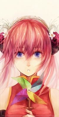 Аватар вконтакте Кагура / Kagura из аниме Гинтама / Gintama с детским ветряком в руках