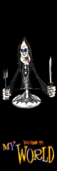Аватар вконтакте Дракула /  Dracula с ножом и вилкой в руках приготовился к трапезе в виде летучей мыши (Welcome to my world / Добро пожаловать в мой мир)