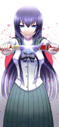 Аватар вконтакте Саэко Бусуджима / Saeko Busudzhima из аниме High school of the dead / Школа мертвецов держит меч перед собой