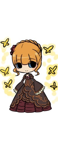 Аватар вконтакте Beatriche / Беатриче из аниме Когда плачут чайки / Umineko no Naku Koro ni в стиле чиби, вокруг летают бабочки