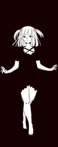 99px.ru аватар Анж Уширомия / Ange Ushiromia из аниме Когда плачут чайки / Umineko no Naku Koro ni в облегающем коротком черном платье на черном фоне