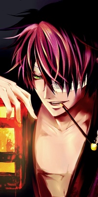 Аватар вконтакте Синсукэ Такасуги / Shinsuke Takasugi из аниме Гинтама / Gintama с трубкой во рту и с фонариком в руке