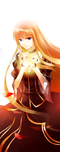 Аватар вконтакте Beatrice / Беатриче из аниме Когда плачут чайки / Umineko no Naku Koro ni с распущенными волосами прижимает к груди красные лепестки