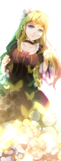 Аватар вконтакте Beatrice / Беатриче из аниме Когда плачут чайки / Umineko no Naku Koro ni в бликах света с бабочками