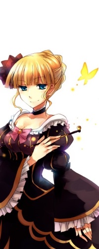 Аватар вконтакте Beatrice / Беатриче из аниме Когда плачут чайки / Umineko no Naku Koro ni с трубкой, возле летает бабочка
