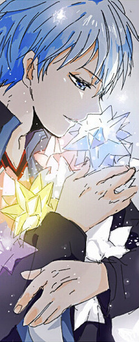 Аватар вконтакте Куроко Тетсуя / Kuroko Tetsuya из аниме Баскетбол Куроко / Kuroko no Basuke со светящимися кристаллами в руках