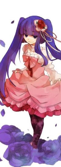 Аватар вконтакте Эрика Фурудо / Erika Furudo из аниме Когда плачут чайки / Umineko no Naku Koro ni стоит на розах, вокруг летают лепестки