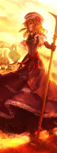 Аватар вконтакте Ева Уширомия / Eva Ushiromia из аниме Когда плачут чайки / Umineko no Naku Koro ni в образе Евы-Беатриче с Сиестами 410 и 45 / Siesta 410, Siesta 45 на восходе солнца