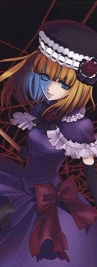 Аватар вконтакте Ева Уширомия / Eva Ushiromia из аниме Когда плачут чайки / Umineko no Naku Koro ni в образе Евы-Беатриче / Eve Beatrice на фоне паутины