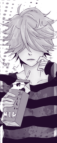 Аватар вконтакте Belphegor / Бельфегор из манги Репетитор-киллер Реборн! / Katekyo Hitman Reborn! держит коробку молока с торчащей из нее трубочкой в руке (Milk / Молоко)