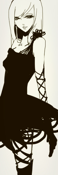 Аватар вконтакте Девушка в черном платье, чулках и перчатках, art by Sadlers из галереи Surgery And Dorlis