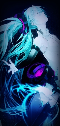 Аватар вконтакте Вокалоид Мику Хатсуне / Vocaloid Miku Hatsune закрыла глаза и развела руки в стороны