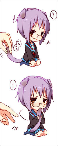 Аватар вконтакте Chibi-neko Nagato Yuki / чиби-неко Юки Нагато из аниме Меланхолия Харухи Судзумии / The Melancholy of Haruhi Suzumiya / Suzumiya Haruhi no Yuuutsu дергают за хвостик