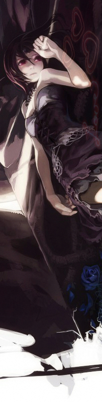 99px.ru аватар Юки Кросс / Yuuki Cross из аниме Рыцарь-вампир / Vampire Knight лежит на кровати, усыпанной синими розами (love / любовь)