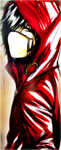 99px.ru аватар Красноглазый Nico Nico Singer Fukuwa / Нико Нико Сингер Фукува с челкой, закрывающей один глаз, в маске и красной куртке с капюшоном
