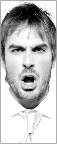 Аватар вконтакте Американский актер Иен Сомерхолдер / Ian Somerhalder в рубашке с галстуком нахмурил брови и раскрыл рот