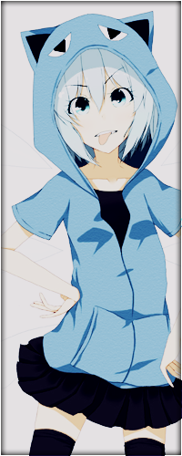 99px.ru аватар Cirno / Сырно / Чирно из Тохо / Touhou Project в голубой кофточке с кошачьими ушками и глазами на капюшоне показывает язык