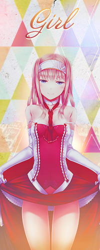 99px.ru аватар Анимешная девушка с ободком в розовых волосах подняла подол своего красно-белого вечернего платья (Girl / Девушка)