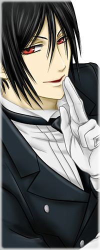 Аватар вконтакте Sebastian Michaelis / Себастьян Михаэлис из аниме Kuroshitsuji / Темный дворецкий держит два пальца у лица