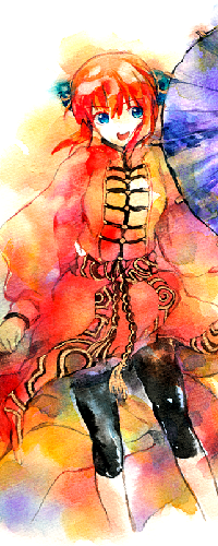 99px.ru аватар Kagura / Кагура, из аниме Gintama / Гинтама, с зонтом в руке