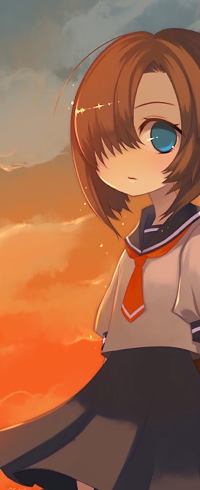 Аватар вконтакте Рэна Рюгу / Rena Ruugu, из аниме Когда плачут цикады / Higurashi no Naku Koro ni, на фоне неба
