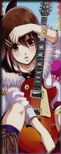 Аватар вконтакте Hirasawa Yui / Юи Хирасава из аниме Клуб легкой музыки / Легкая музыка / Кей-Он! / K-On! сидит в обнимку с гитарой