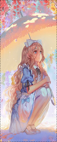 99px.ru аватар Алиса Лидделл / Alice Liddell из мультфильма Алиса в стране чудес / Alices Adventures in Wonderland в стиле аниме сидит в луже под зонтом