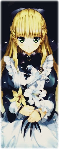 99px.ru аватар Алиса / Alice из сказки Алиса в стране чудес / Alice in Wonderland в стиле аниме держит белые и желтые лилии