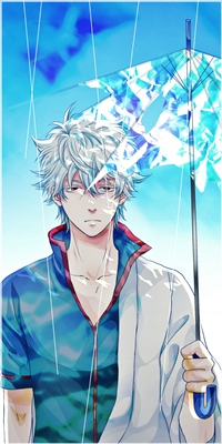 Аватар вконтакте Саката Гинтоки / Sakata Gintoki из аниме Гинтама / Gintama стоит под сломанным зонтом
