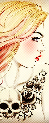 99px.ru аватар Профиль девушки блондинки с татуировкой в виде черепа с цветами