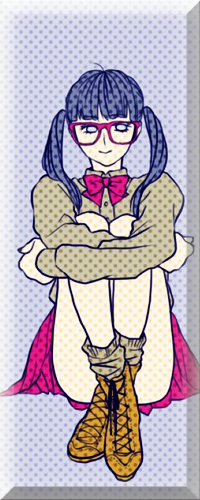 Аватар вконтакте Хьюга Хината / Hyuga Hinata из аниме Наруто / Naruto сидит на полу в очках и коричневых ботинках с хвостиками на голове
