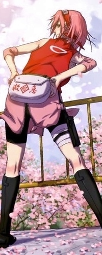 Аватар вконтакте Сакура Харуно / Haruno Sakura из аниме Naruto / Наруто рядом с цветущей сакурой