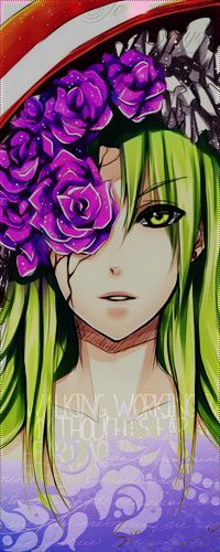 Аватар вконтакте Vocaloid Gumi Megpoid / Вокалоид Гуми Мегпоид в шляпе с фиолетовыми розами