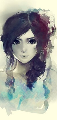 99px.ru аватар Девушка с цветами в волосах смотрит прямо