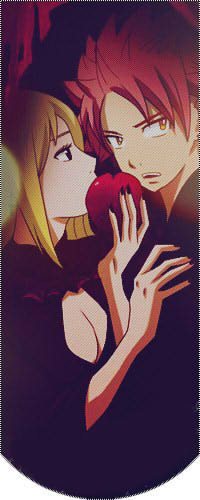 Аватар вконтакте Люси и Нацу / Lucy and Natsu из аниме Фейри тейл / Хвост фей / Fairy Tail с яблоком в руке