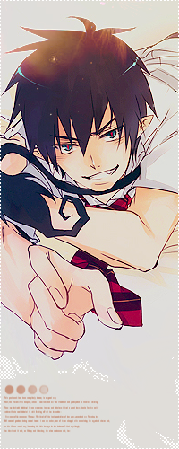Аватар вконтакте Okumura Rin / Рин Окумура из аниме Blue Exorcist / Ao no Ekusoshisuto / Синий Экзорцист лежит и смотрит улыбаясь