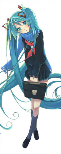 Аватар вконтакте Вокалоид Хатсуне Мику / Vocaloid Hatsune Miku держа сумку, наклонила голову на бок