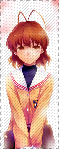 Аватар вконтакте Фурукава Нагиса / Furukawa Nagisa из аниме Кланнад / Clannad держит в руках портфель и смотрит с улыбкой на зрителя