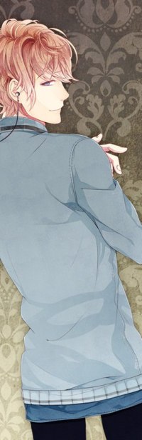 Аватар вконтакте Сакамаки Шу / Sakamaki Shu из аниме Дьявольские возлюбленные / Кровные любовники / Diabolik Lovers стоит вполоборота в наушниках