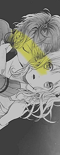 99px.ru аватар Сакамаки Шу / Sakamaki Shu из аниме Дьявольские возлюбленные / Кровные любовники / Diabolik Lovers кусает испуганную Юи Комори / Yui Komori в шею