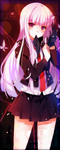 Аватар вконтакте Kirigiri Kyouko / Кеко Киригири из аниме Данганронпа / Danganronpa держит во рту перчатку и одевает другую перчатку