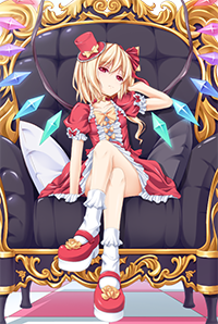 Аватар вконтакте Flandre Scarlet / Фландр Скарлет из аниме-игры Проект Восток / Тохо / Touhou Project восседает на троне